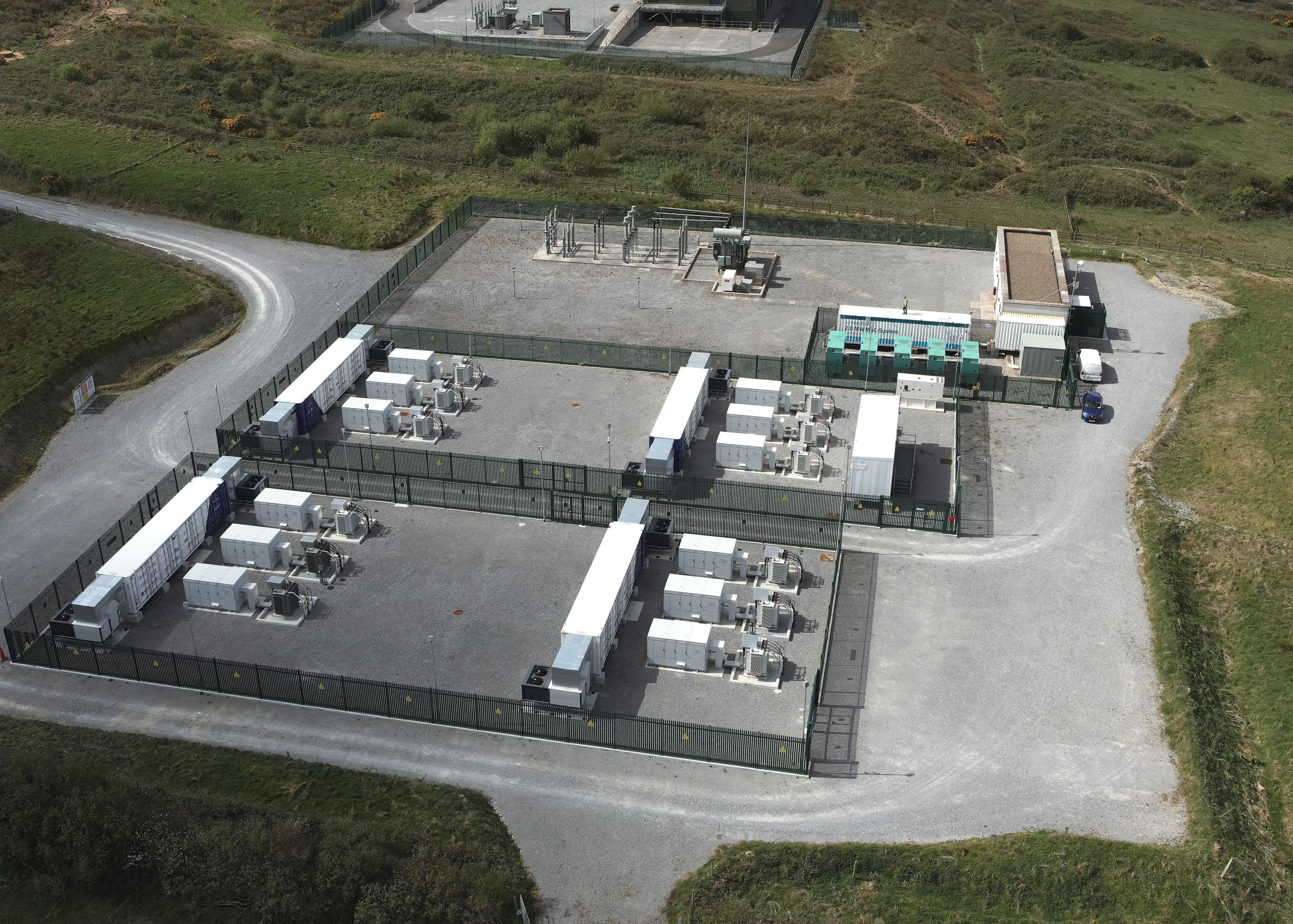 A solar farm battery storage station