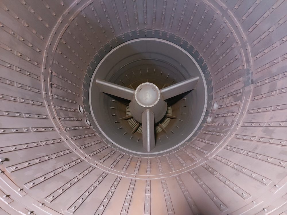 Inside a stage of the HRSG showing the heat exchanging tubes