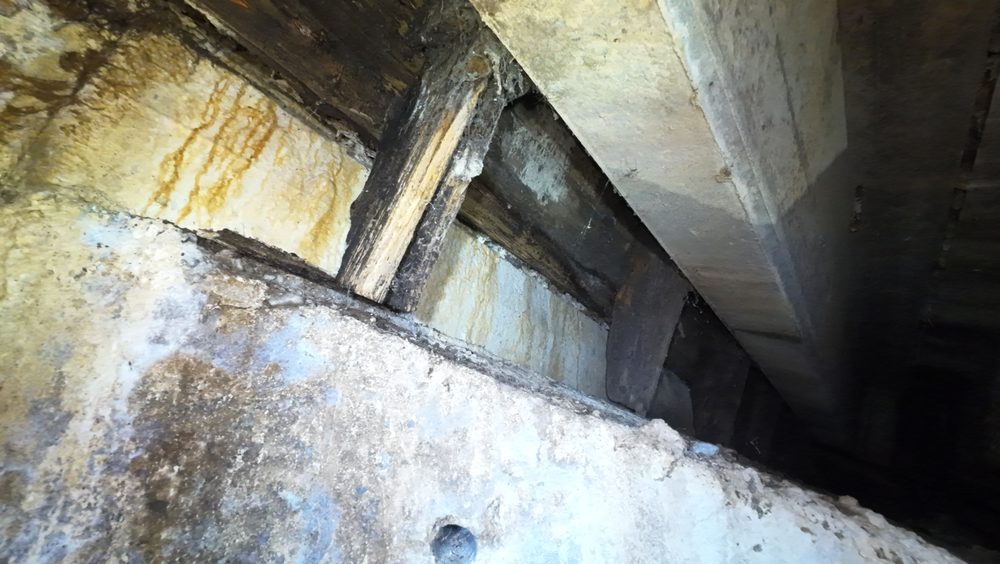 Confined space drone inside the spillway structure showing the scale of the interior