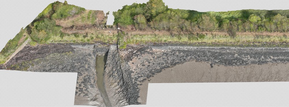 Detailed 3D view of a specific section of the embankment