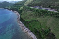 Oblique view of the coastal road and erosion zone