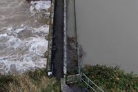 Downstream view of the tidal flood defence barrage