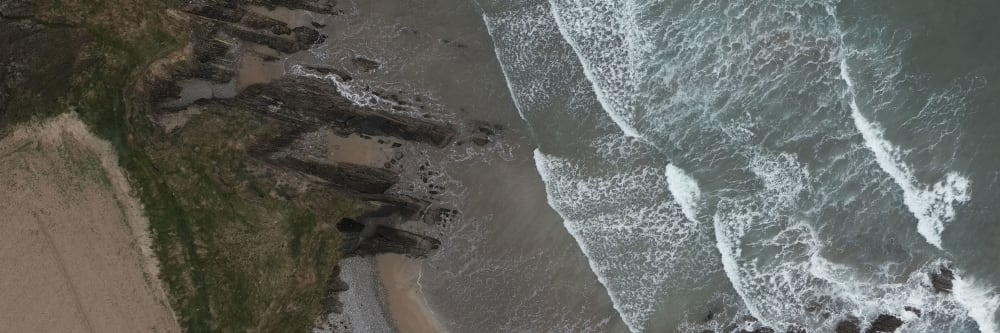 A coastal area in Ireland being mapped by a drone