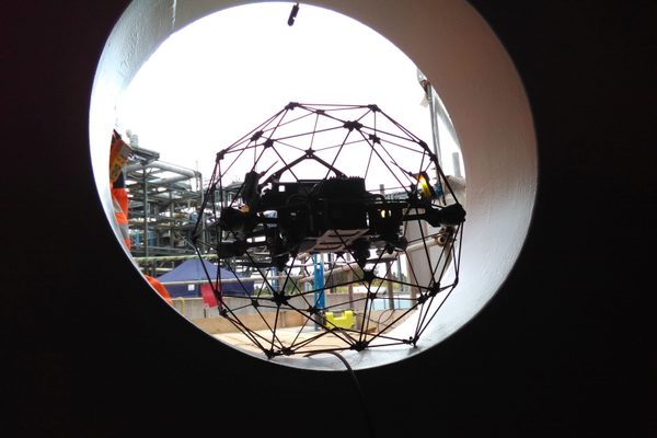 A confined space drone used to inspect vessels