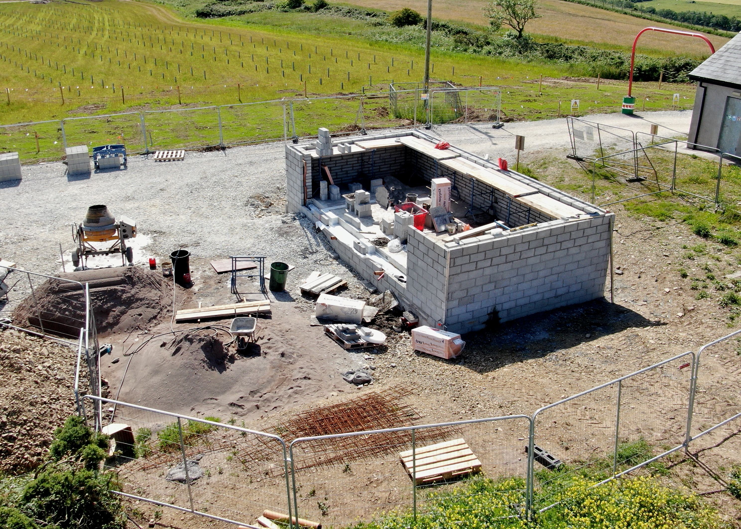 A construction site of a small building