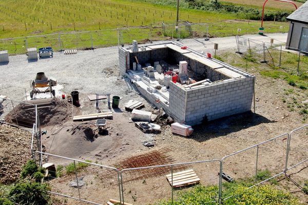 A construction site of a small building