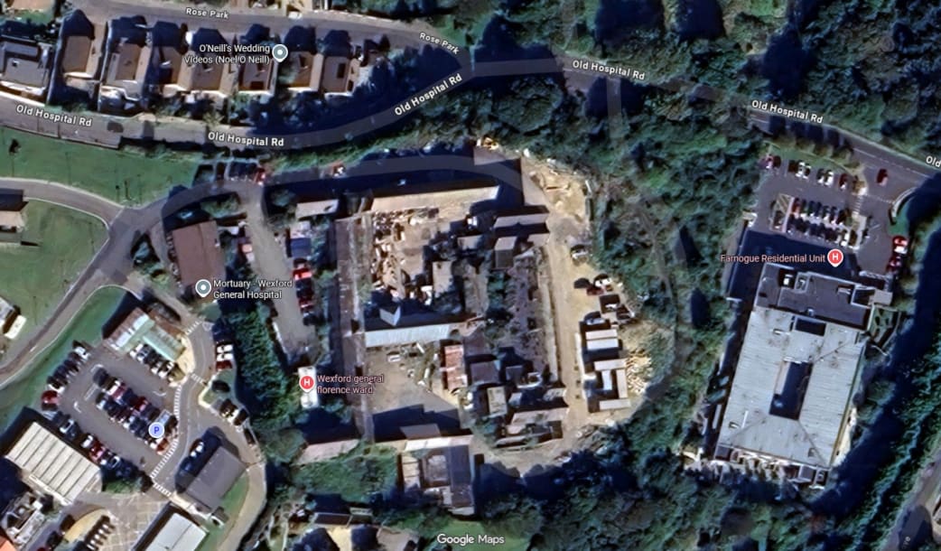 Aerial map view of building location
