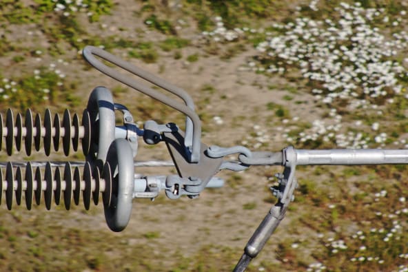 The insulators of an electrical pylon