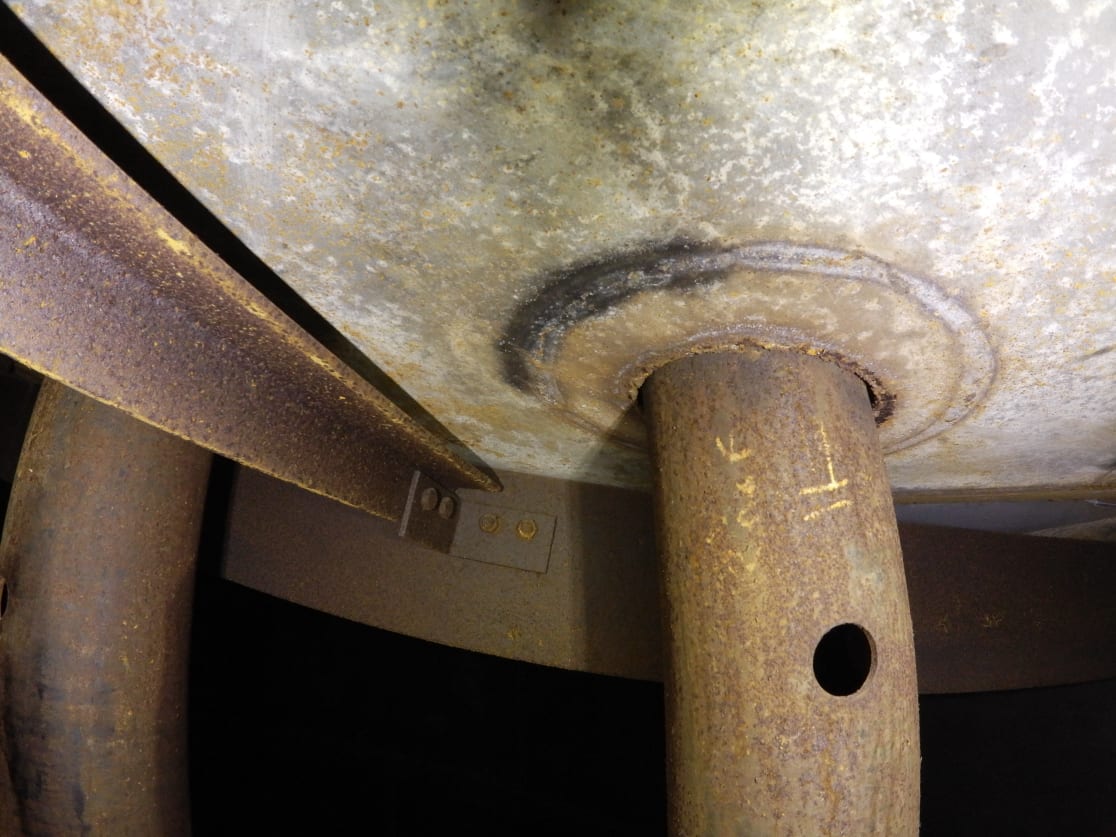 Stand pipe within steel ethanol tank as taken bya  drone