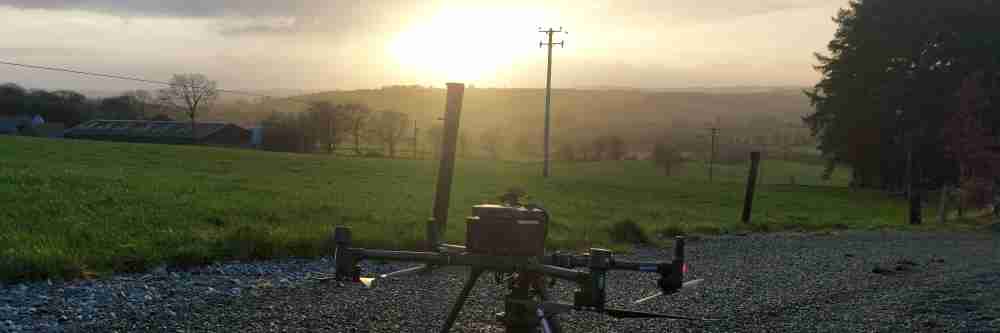 A drone ready to go and map some land