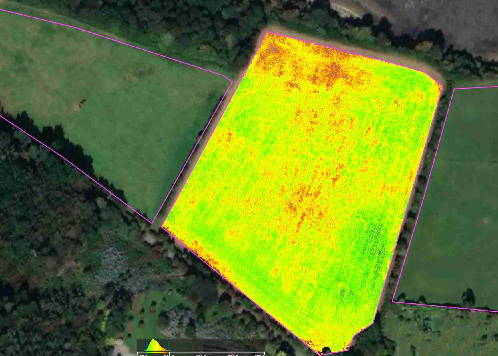 A multispectral image of a land being appraised