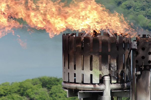 A drone inspection of a flare stack