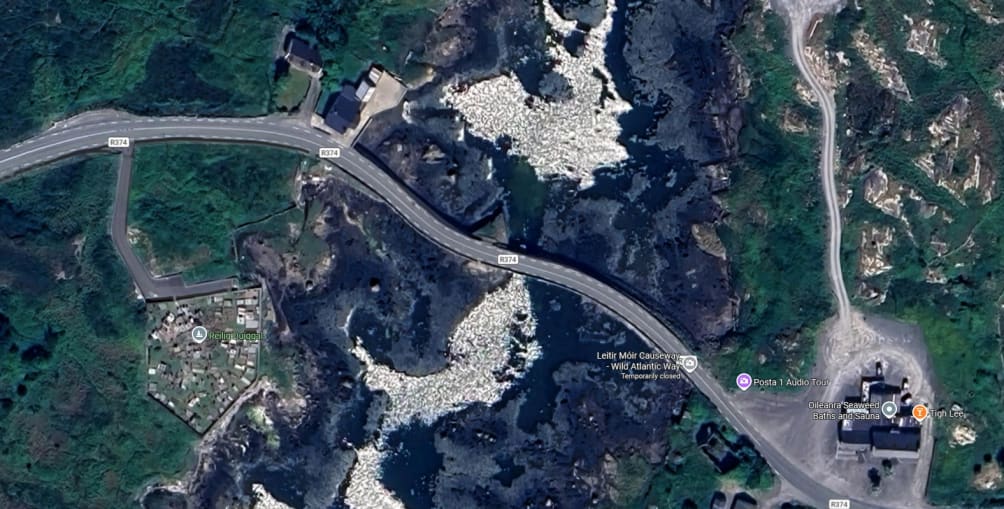 Aerial view of causeway in west Galway