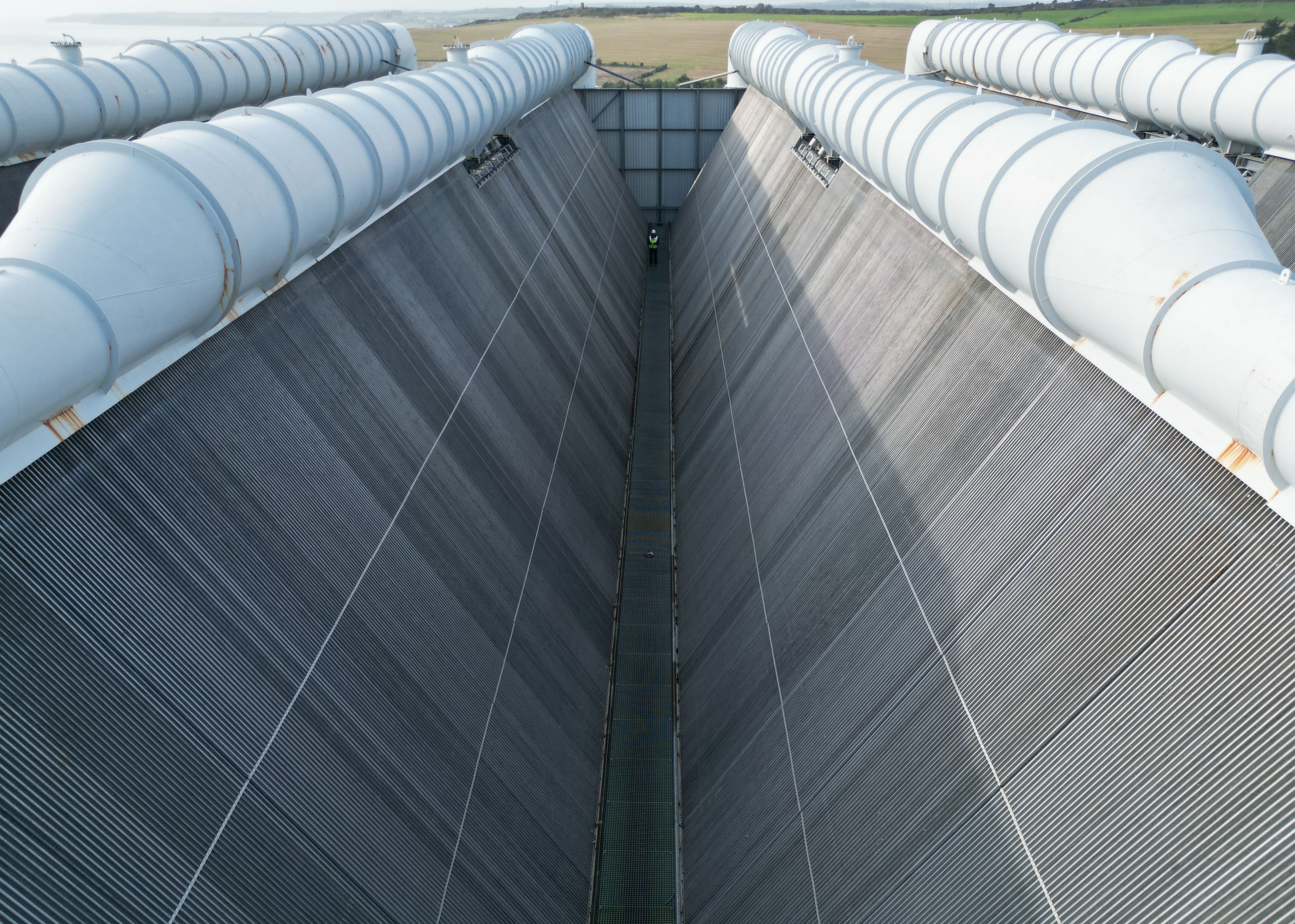 A large heat exchanger in a power plant