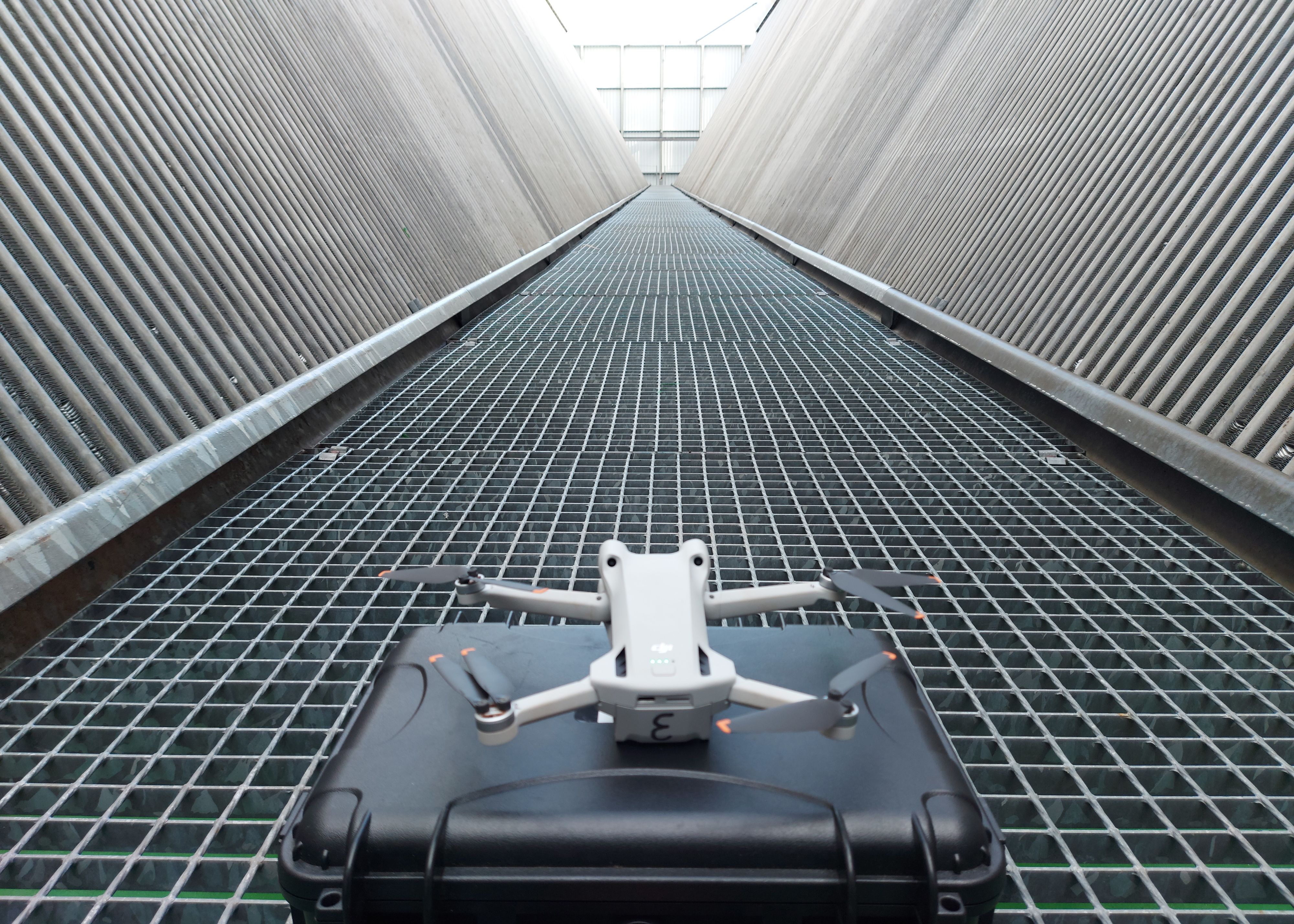A large heat exchanger with a small drone