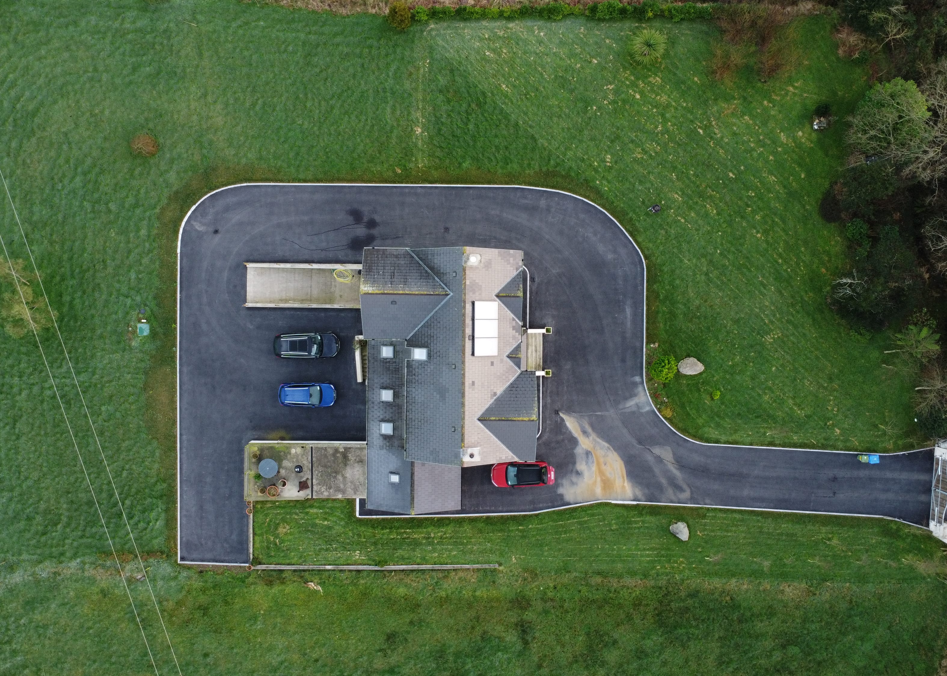 An overhead shot of a house