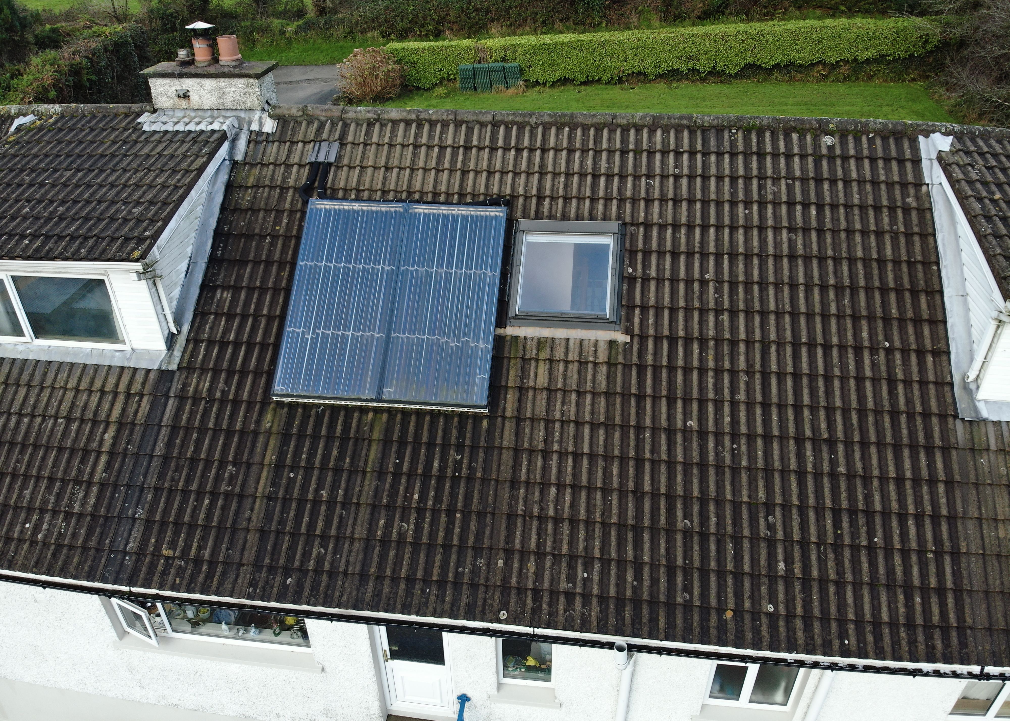 Solar panels on a tiled roof