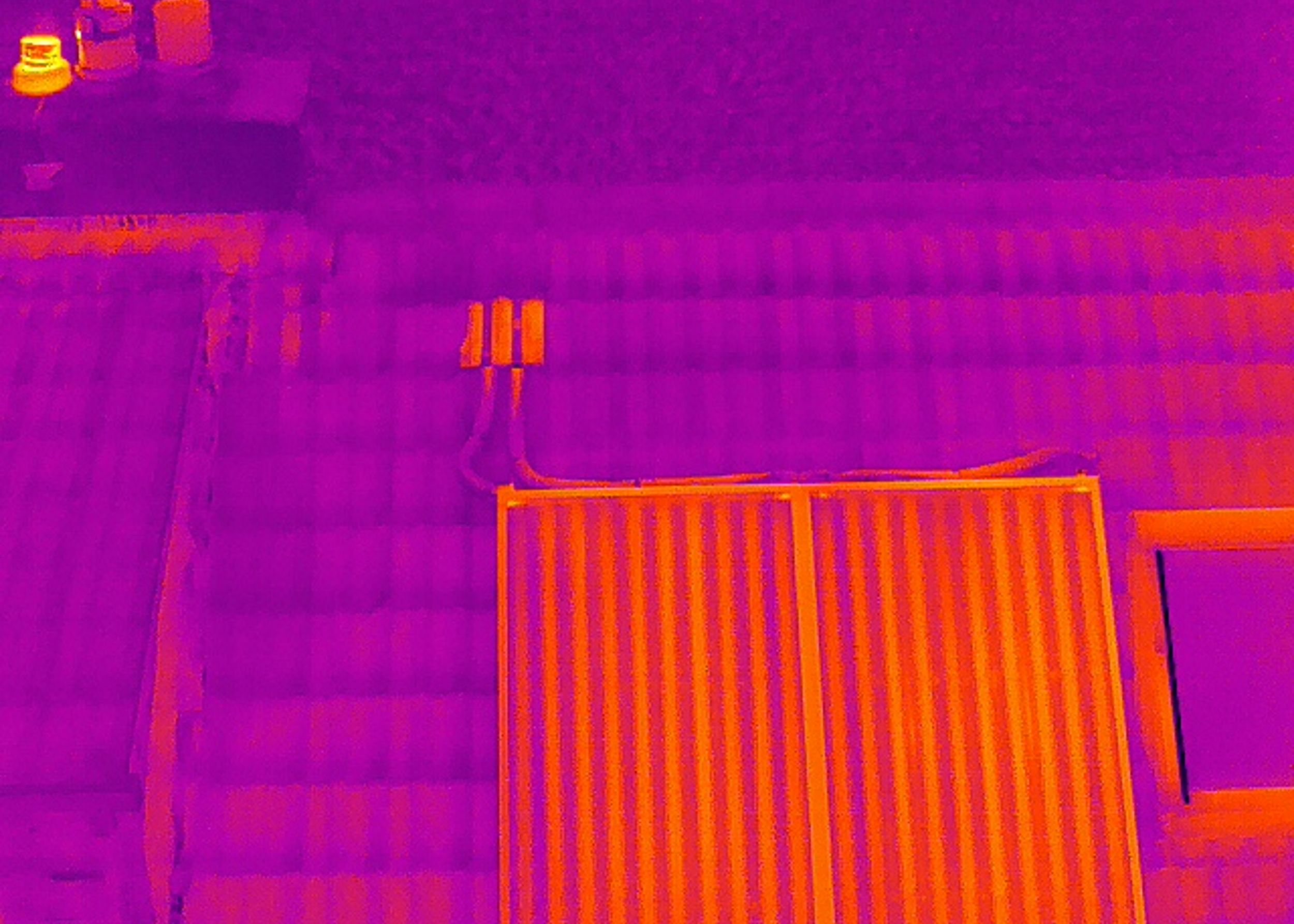 Thermal imagery of a building inspected by a drone