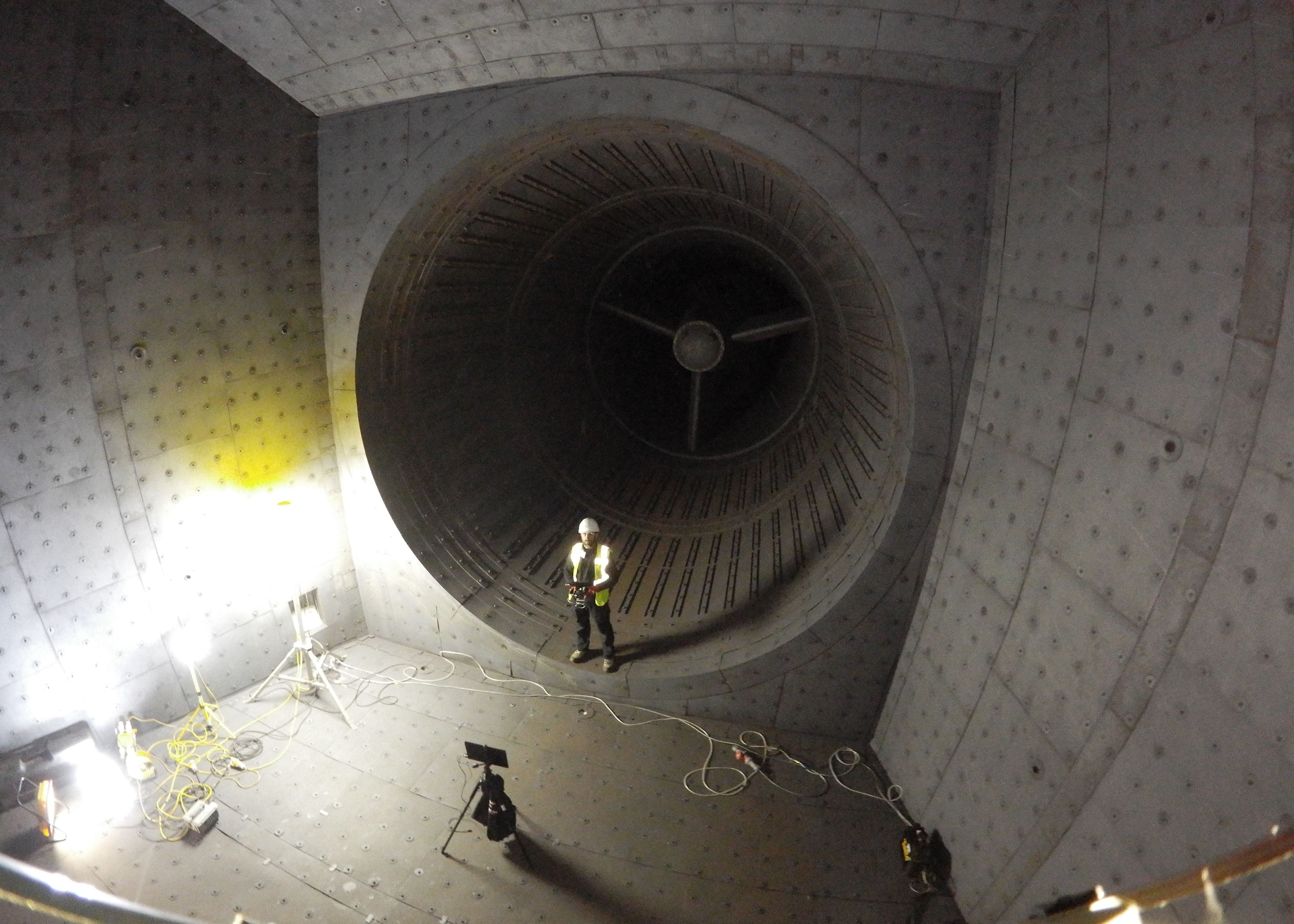 The inside of the first stage of a HRSG