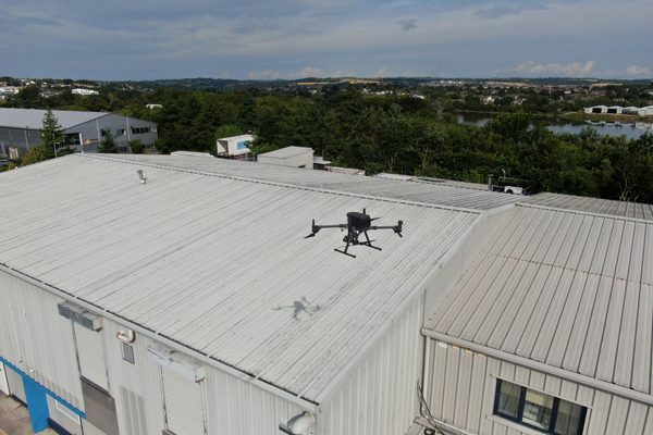A commercial building being inspected