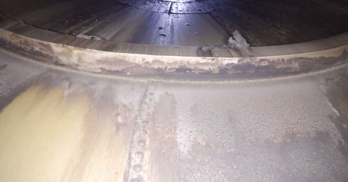 Reinforcing ring showing moisture-trap corrosion