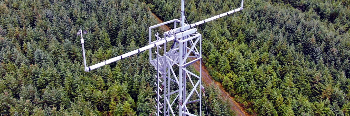 A drone inspection of a met mast