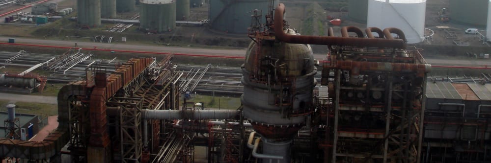 A photo of an oil refinery taken with a drone during an inspection