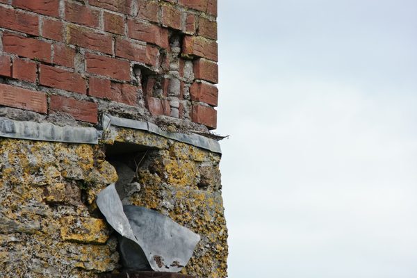 A storm-damaged structure assessed by drone inspection