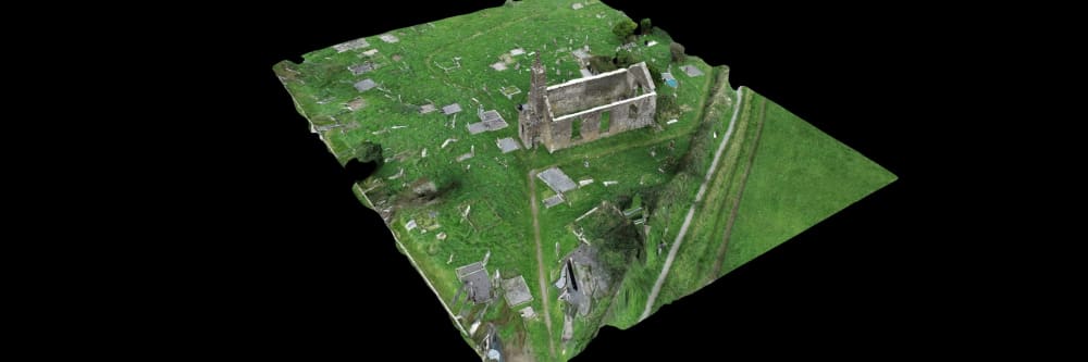 A 3D model of a church generated using drone photogrammetry