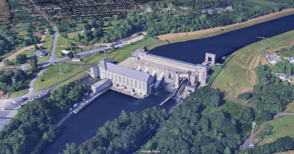 3D view of Ardnacrusha Power Station complex