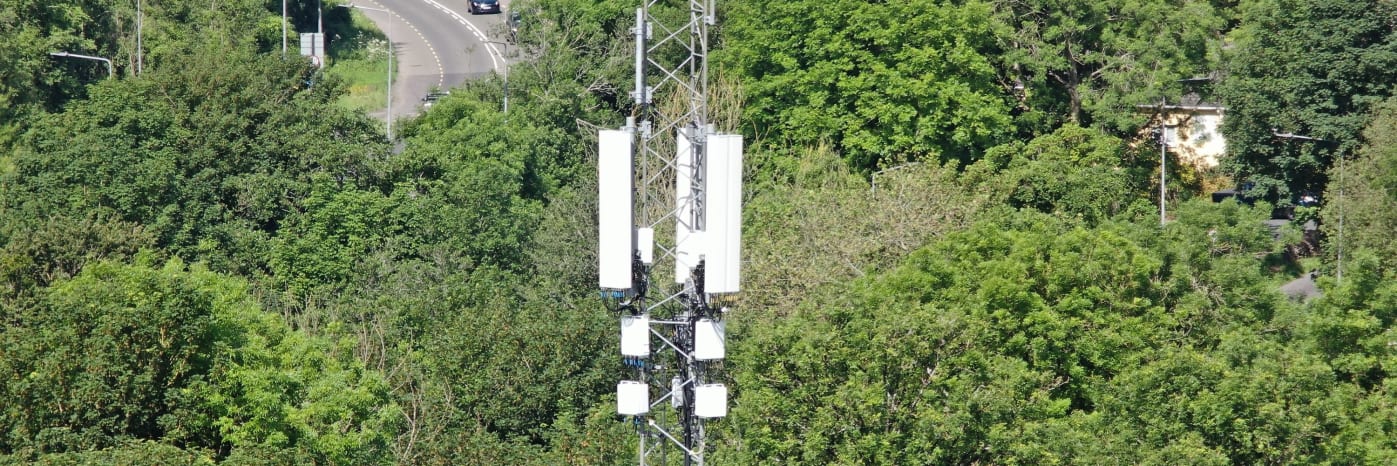 A drone inspection of a phone mast