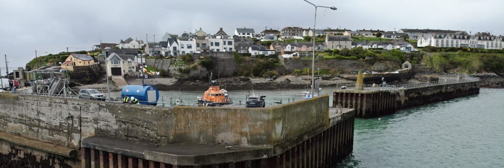 A pier being inspected by a drone