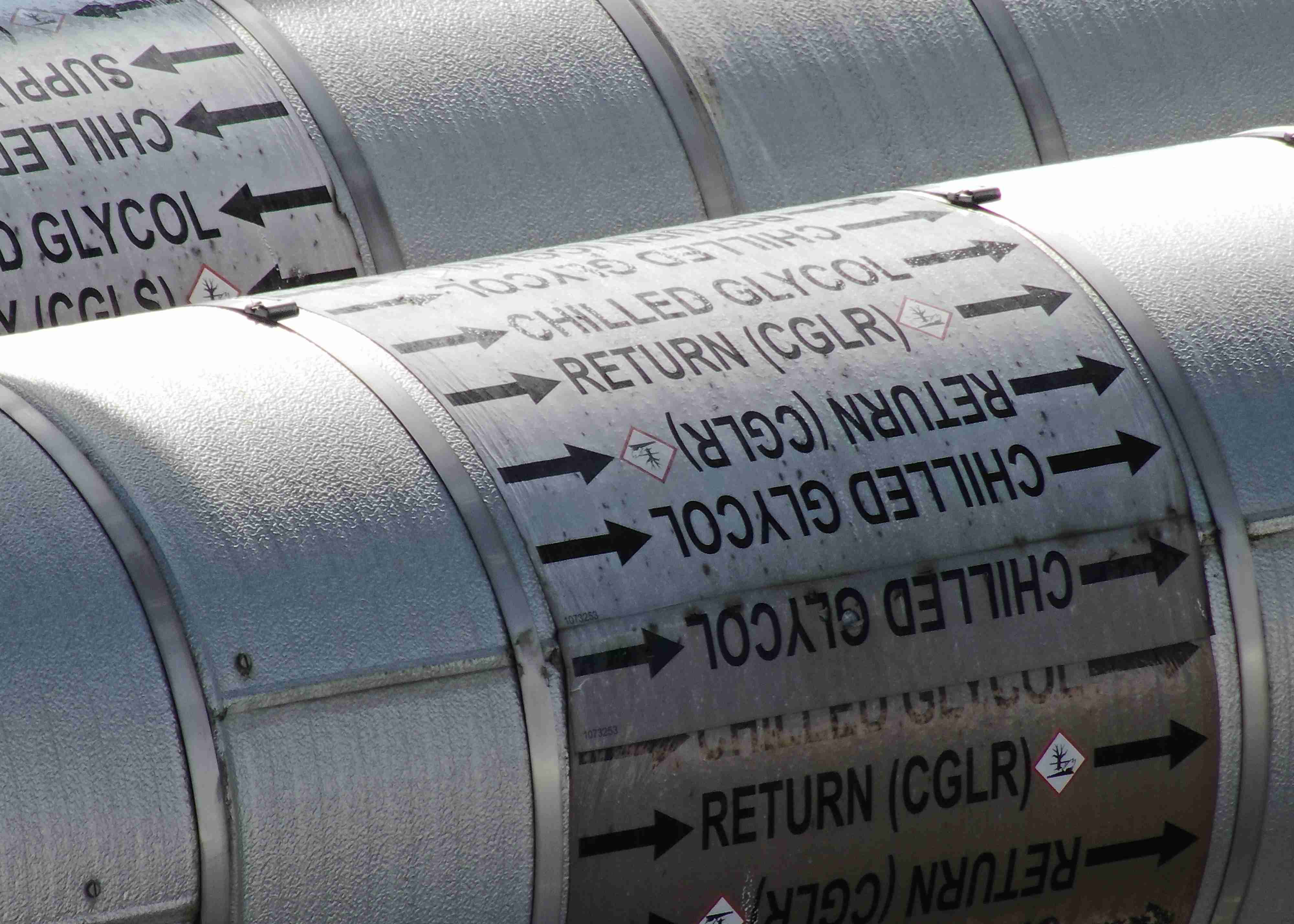 A close up image of the lagging on a glycol pipe