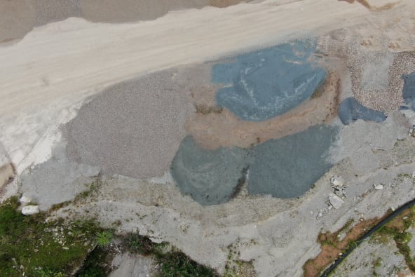 An aerial image of a quarry in Ireland