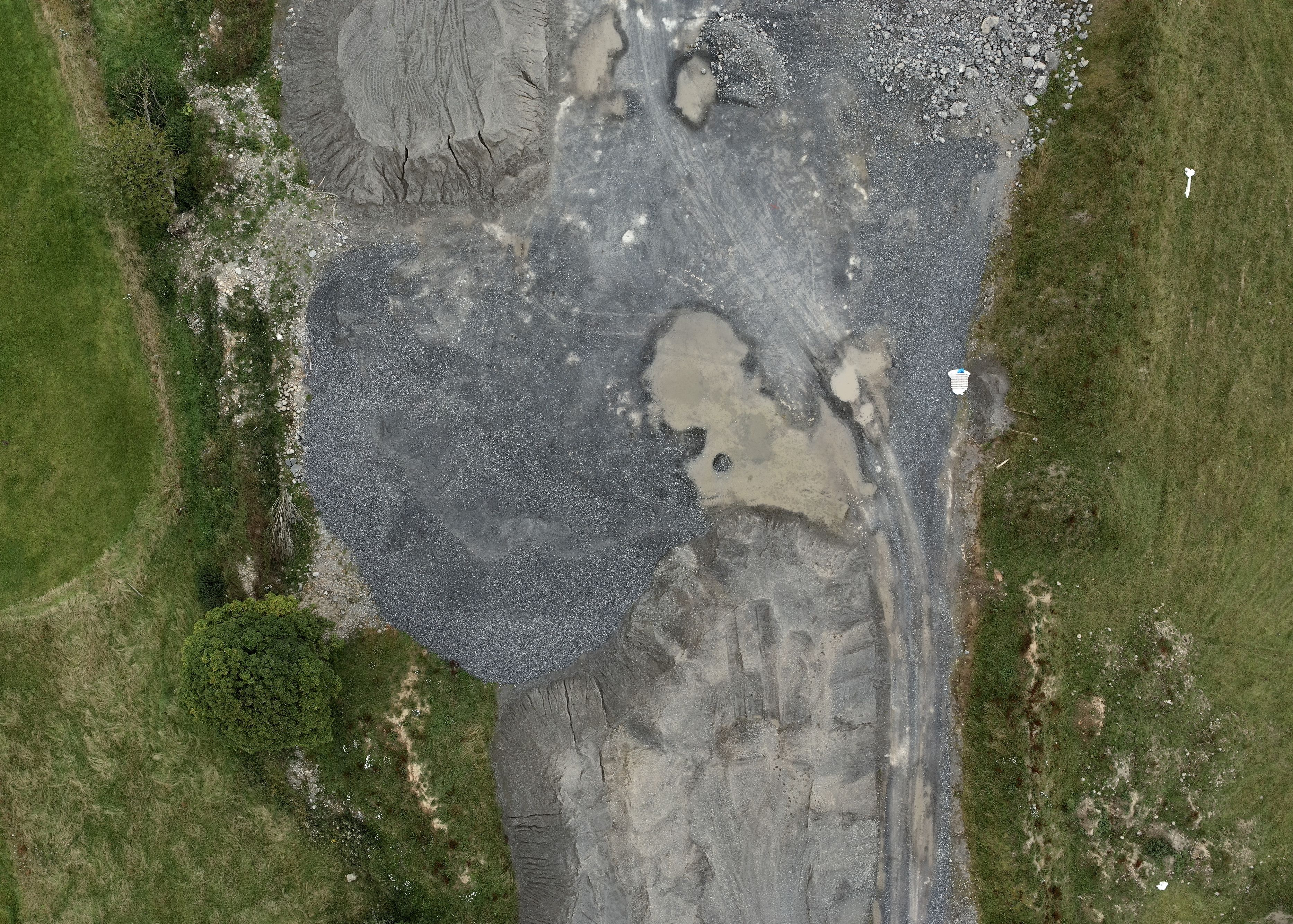 A section of quarry being assessed by a drone