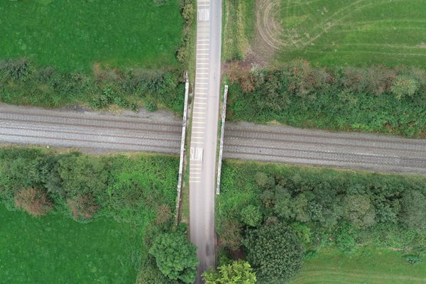 Overhead line equipment and railway infrastructure from a drone