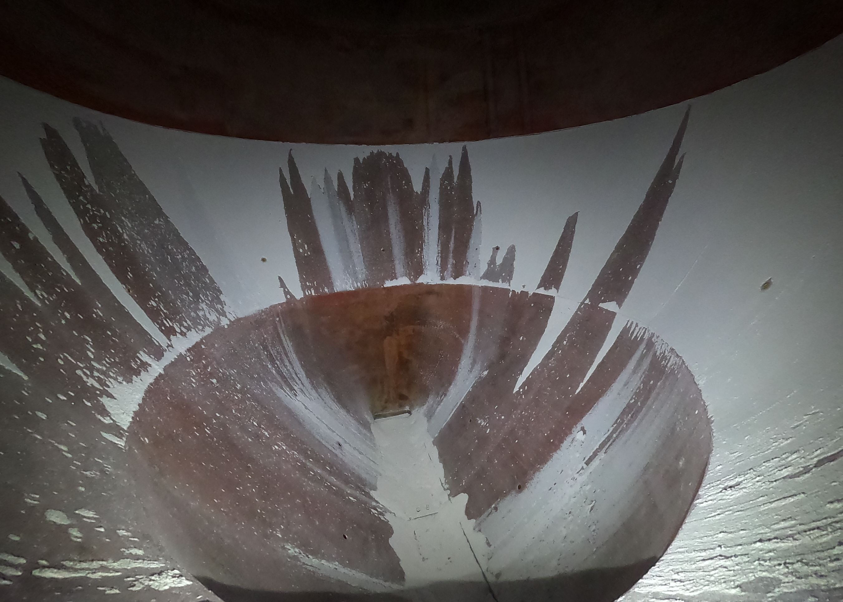 The inside of a silo during an inspection