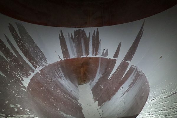 The inside of a silo during an inspection