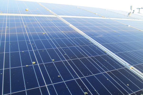 A close up image of solar panels