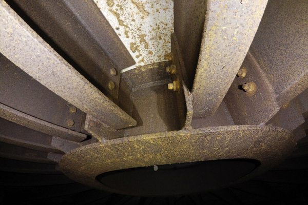 The roof structure of a tank seen by a drone