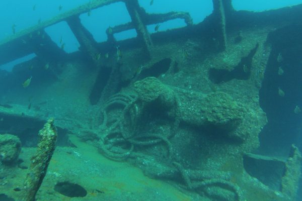 An underwater survey of a submerged hull