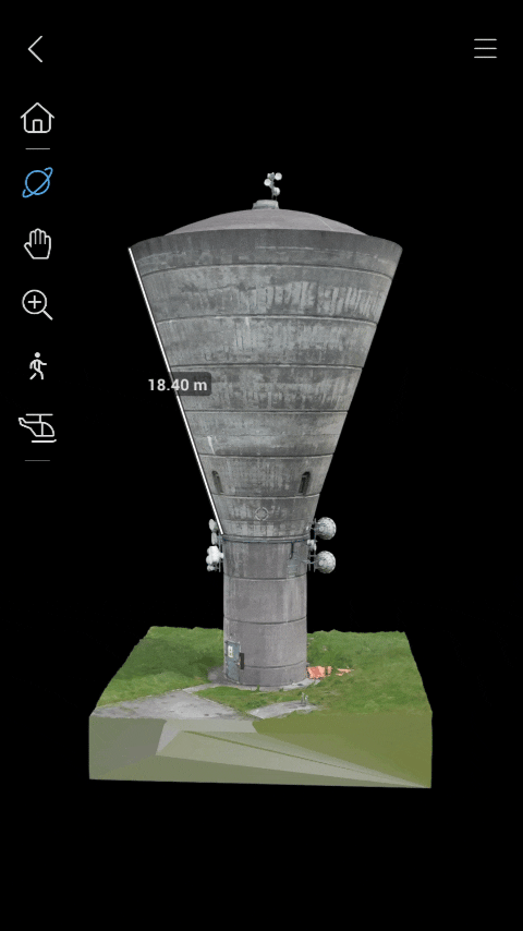 A 3D model of a water tower in Ireland, captured by drone.